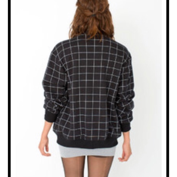 American Apparel Grid Print Fleece Club Jacket - Picture 3 of 8
